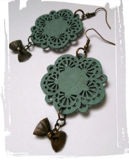 Boucles d'oreilles bois et bronze